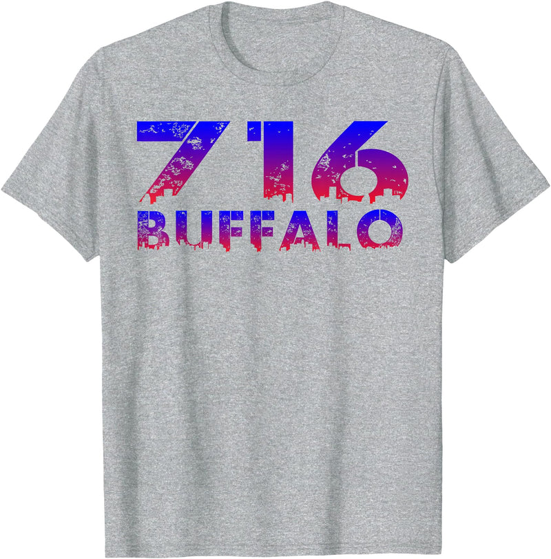 716 Tee's 716 Buffalo Skyline WNY pride T-Shirt - Heather Grey