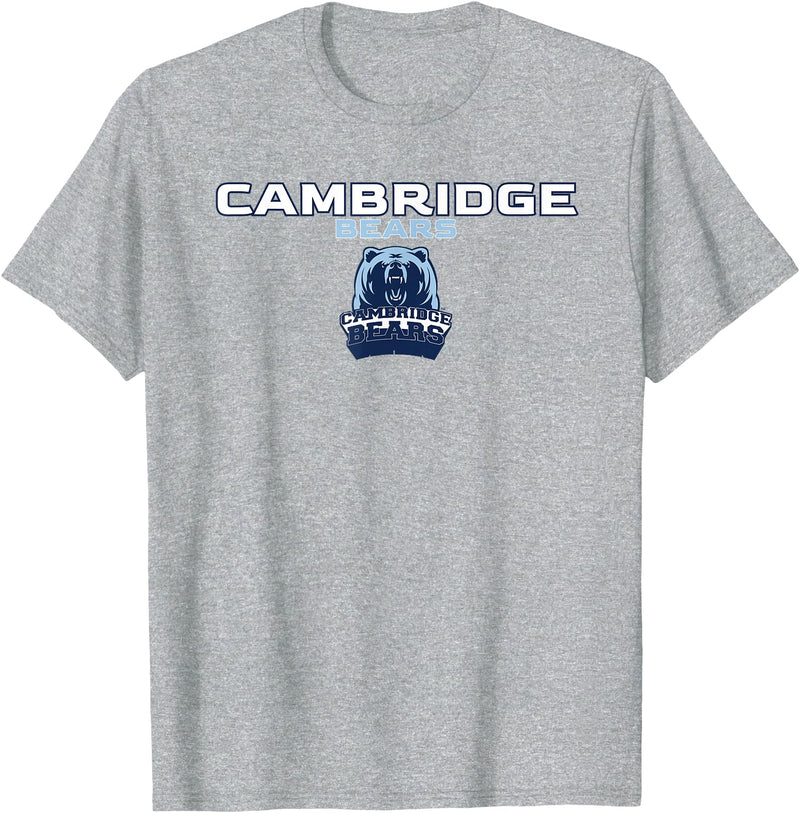 Official High School Fan Gear Cambridge High School Bears Stacked T-Shirt - Heather Grey