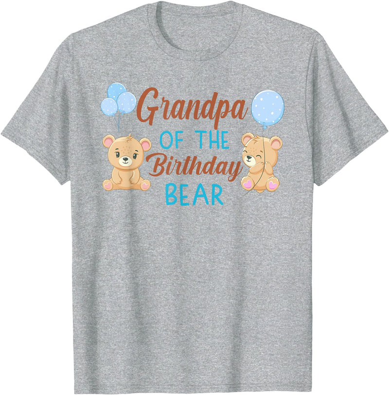 Family Birthday Bear Gifts Grandpa of The Birthday Boy Bear 1st Birthday Party Boy T-Shirt - Heather Grey