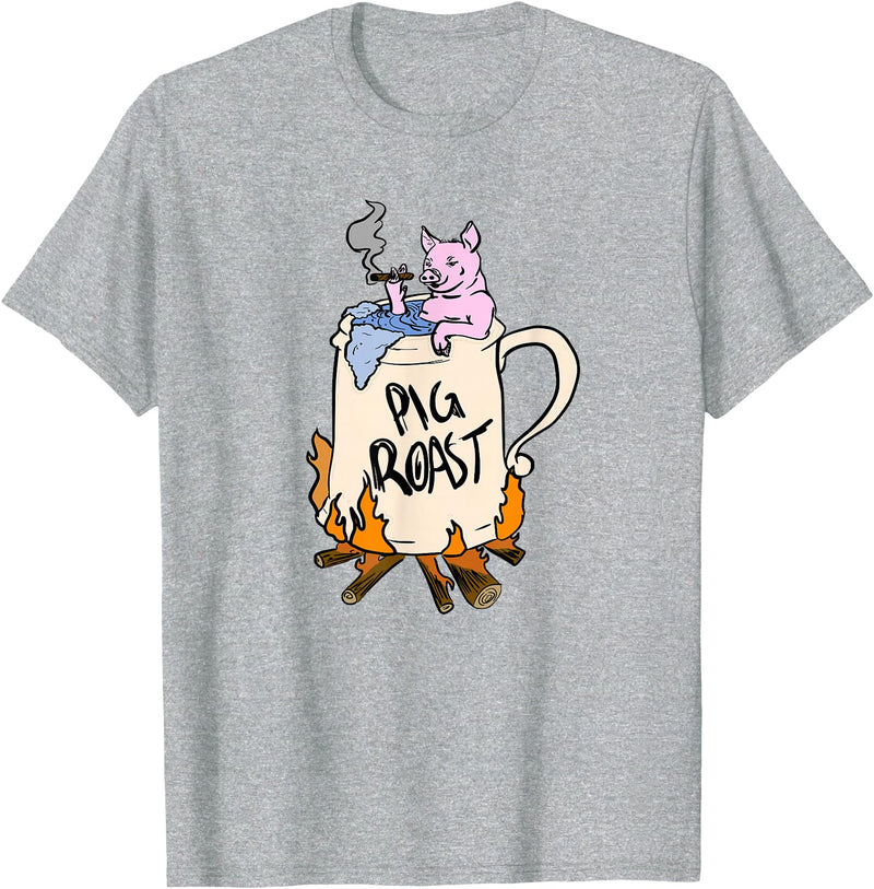 Funny animal pig roast party clothing and apparel Funny Pig Spit Roast BBQ Party Grill Master Gift T-Shirt - Heather Grey