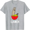 Funny Llama And Alpaca Gifts Funny Llama LLamen Noodles Chinese Food Llama T-Shirt - Heather Grey