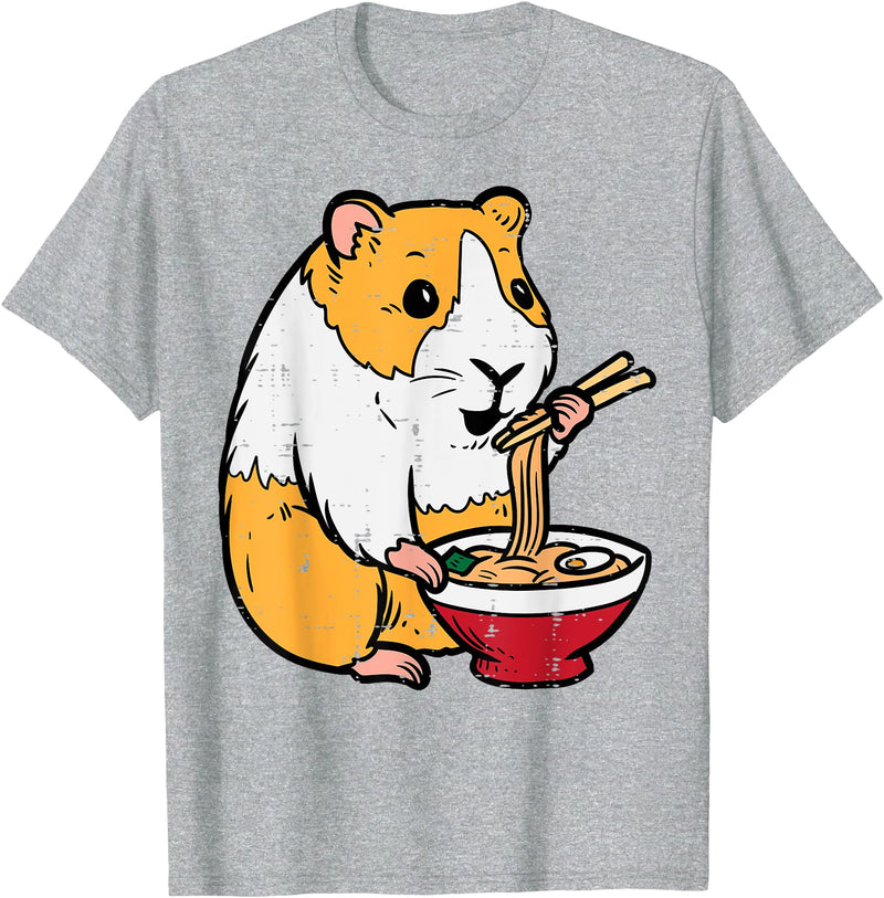 Guinea Pig Shirts For Men Women Kids Gift Guinea Pig Ramen Kawaii Cavy Anime Japanese Men Kids Women T-Shirt - Heather Grey