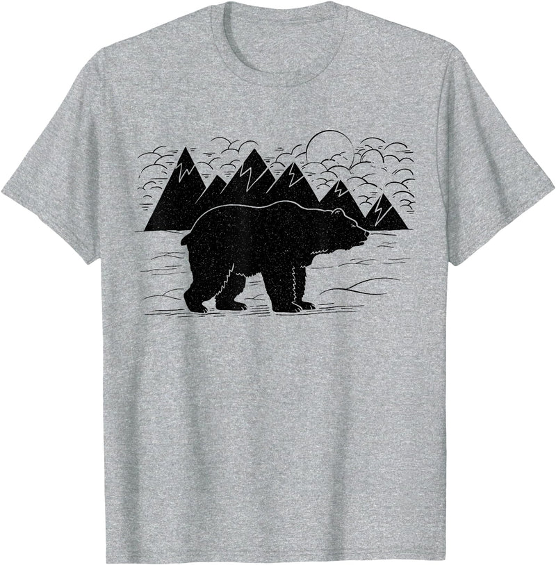 Black Bear Wildlife Animal Wilderness Graphic T-Shirt - Heather Grey
