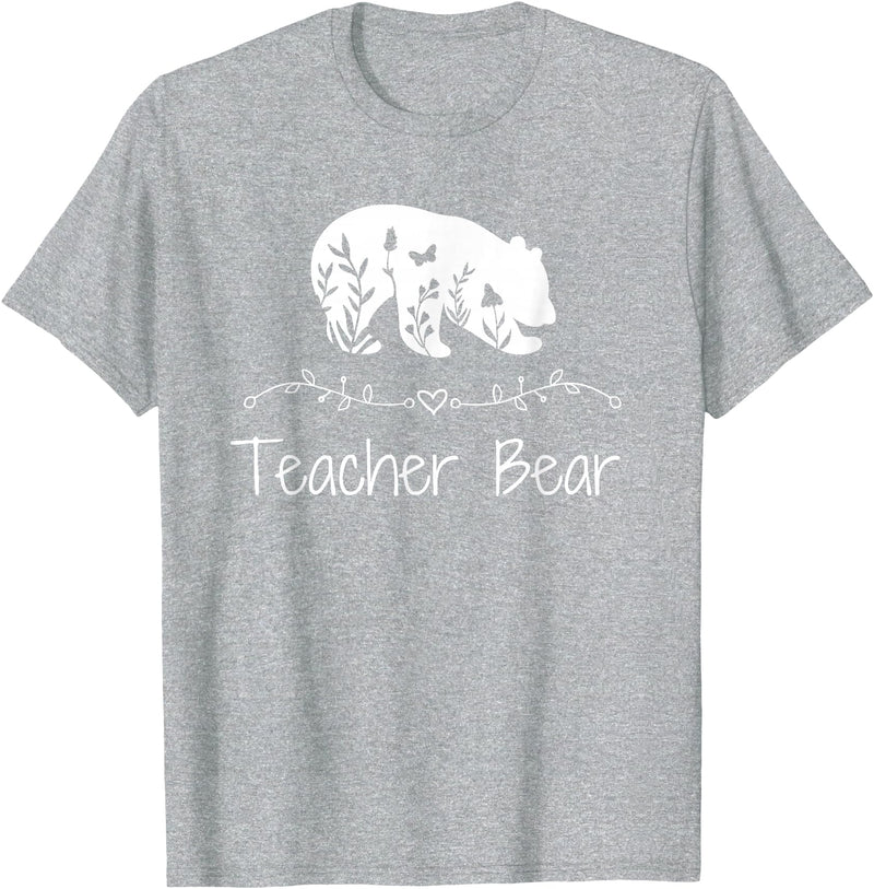 Teacher Bear Funny Teachers back to school Gifts Teacher Bear For Educators - Teacher Appreciation T-Shirt - Heather Grey