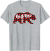 Cute Bear Matching Christmas Pajama Red Plaid Big Bro Bear Matching Christmas Pajama Red Plaid Buffalo T-Shirt - Heather Grey