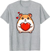 Cute Hamster Funny Valentines Heart Lover Men Women Kids T-Shirt - Heather Grey