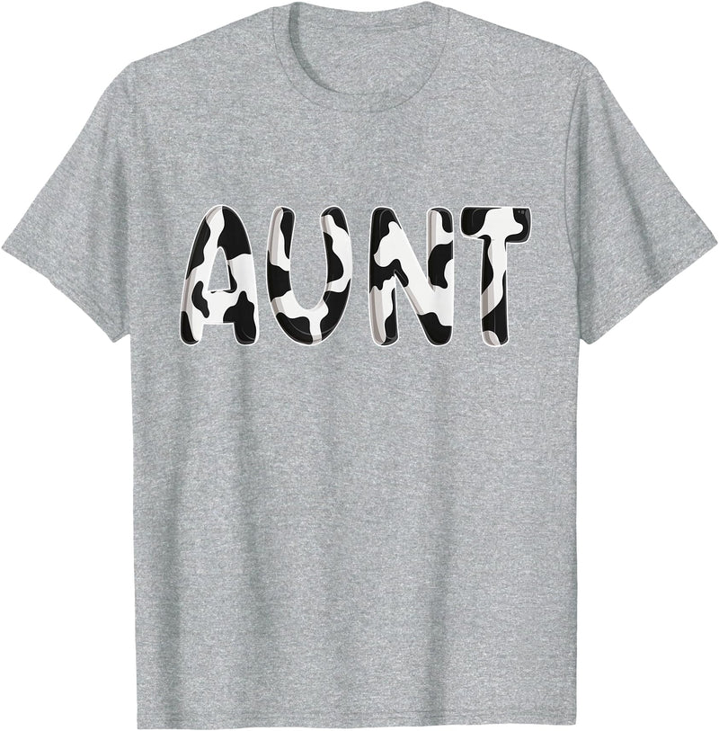 Cow Pattern Print Family Matching Birthday Shirts Cow Aunt Birthday Family Matching Mothers Day Boy Girl Farm T-Shirt -