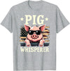 Patriotic 4th Of July Pig Farmer Farming Tees US Flag Hog Farmer Pig Whisperer T-Shirt - Heather Grey