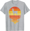TrendyPull Silhouette Retro Vintage Style Gifts Llama shirt retro sunset 70s vintage Llama T-Shirt - Heather Grey