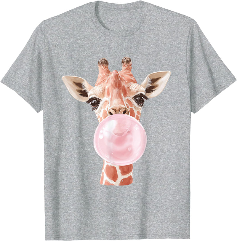 FunnyGiraffeCo. Cute Giraffe Bubble T-Shirt - Heather Grey