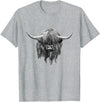 Scottish Highland Cows by brodyquixote Hamish The Scottish Highland Cow Portrait T-Shirt - Heather Grey