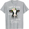 TeePrincess Funny Gift Watercolor Just A Girl Who Loves Cows T-Shirt - Heather Grey
