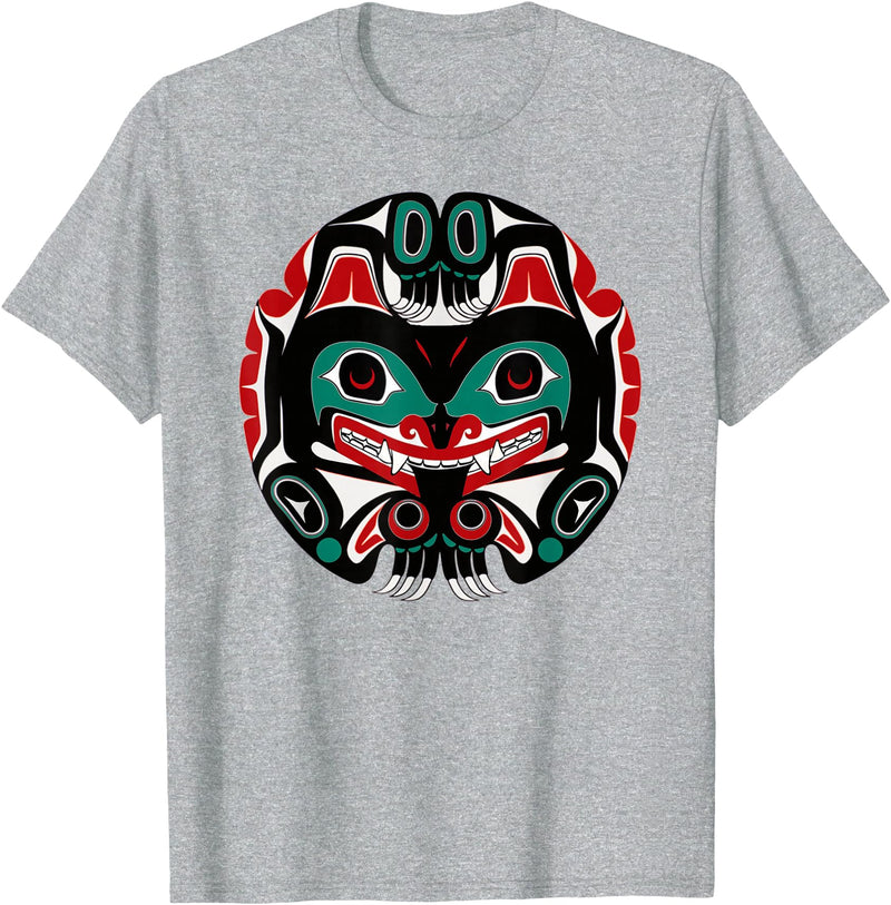 Tribal America Alaska Native American Art Tlingit Eagle Tribal Bear Clan T-Shirt - Heather Grey