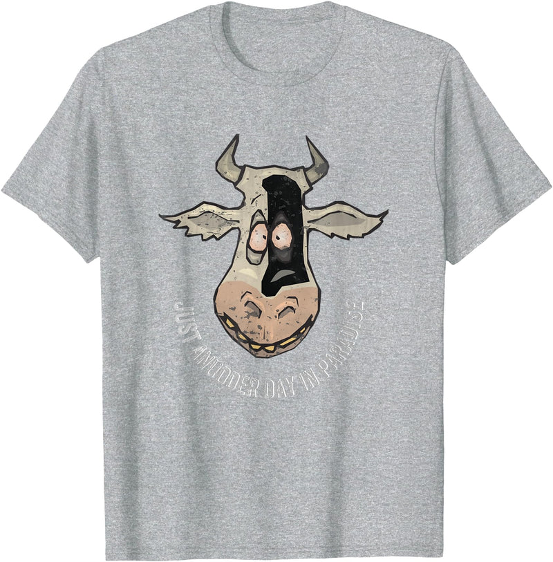 Outstanding in the Field Just Anudder Day in Paradise Funny Cow Farmer Dairy T-Shirt - Heather Grey