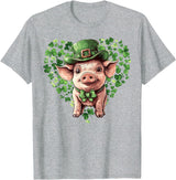 Irish Pig Lover St. Paddy’s Day Funny St. Patrick’s Day Pig Lucky Shamrock Irish Farm T-Shirt - Heather Grey