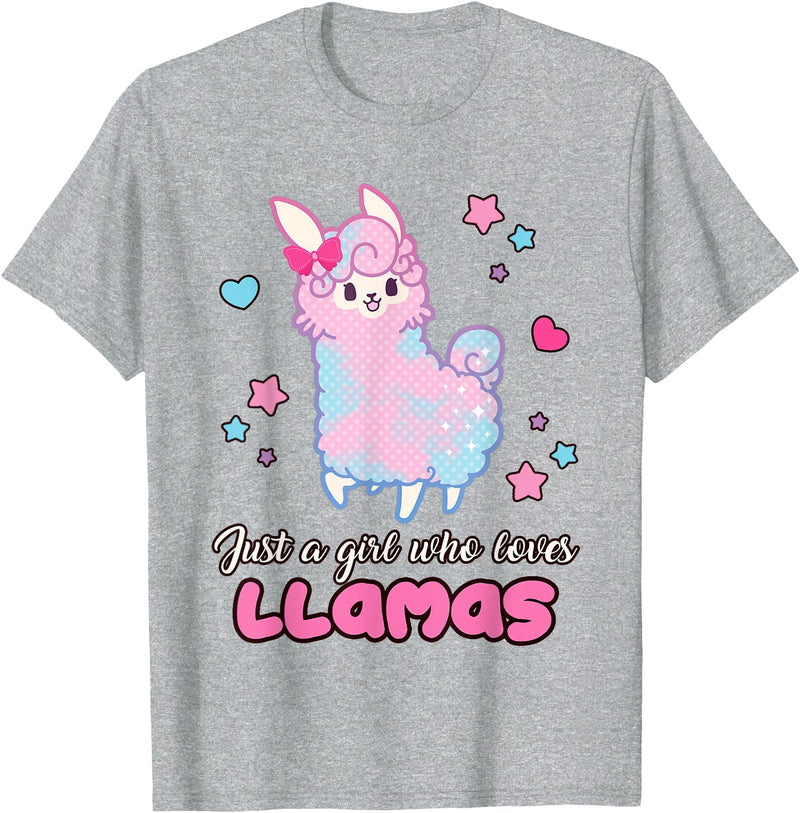 Just A Girl Who Loves Llamas BW Art Llama Girl Shirt Just A Girl Who Loves Llamas Cute T-Shirt - Heather Grey