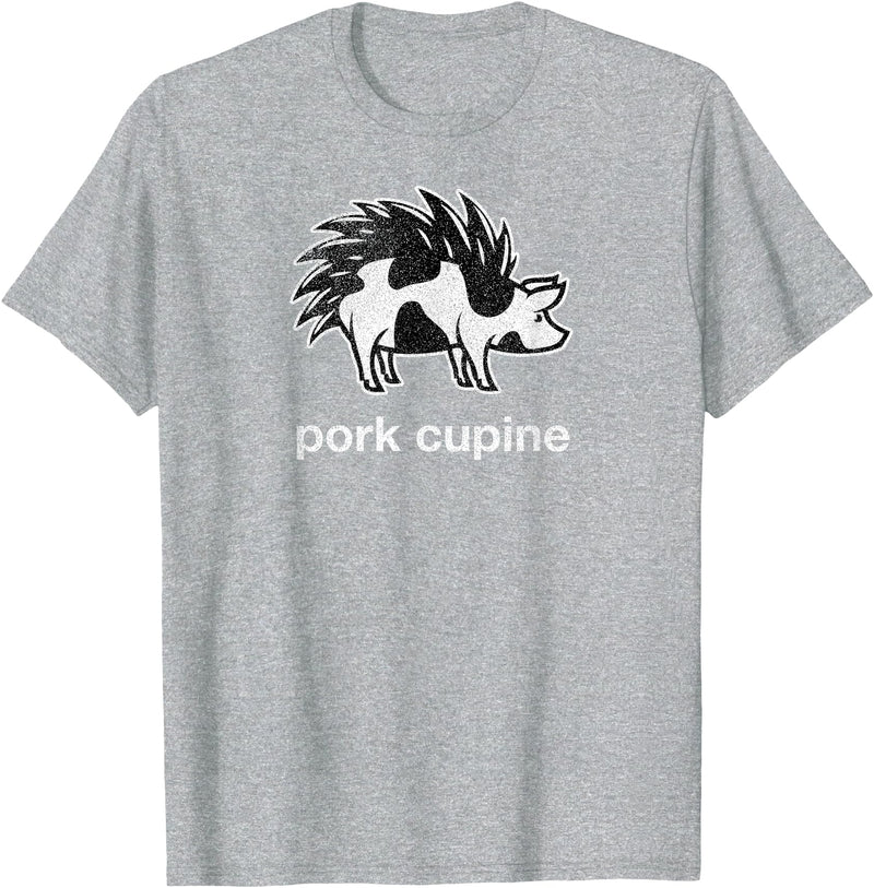 Pork Cupine Shirts Funny Pork-Cupine Shirt - Porcupine and Pig Tee T-Shirt - Heather Grey