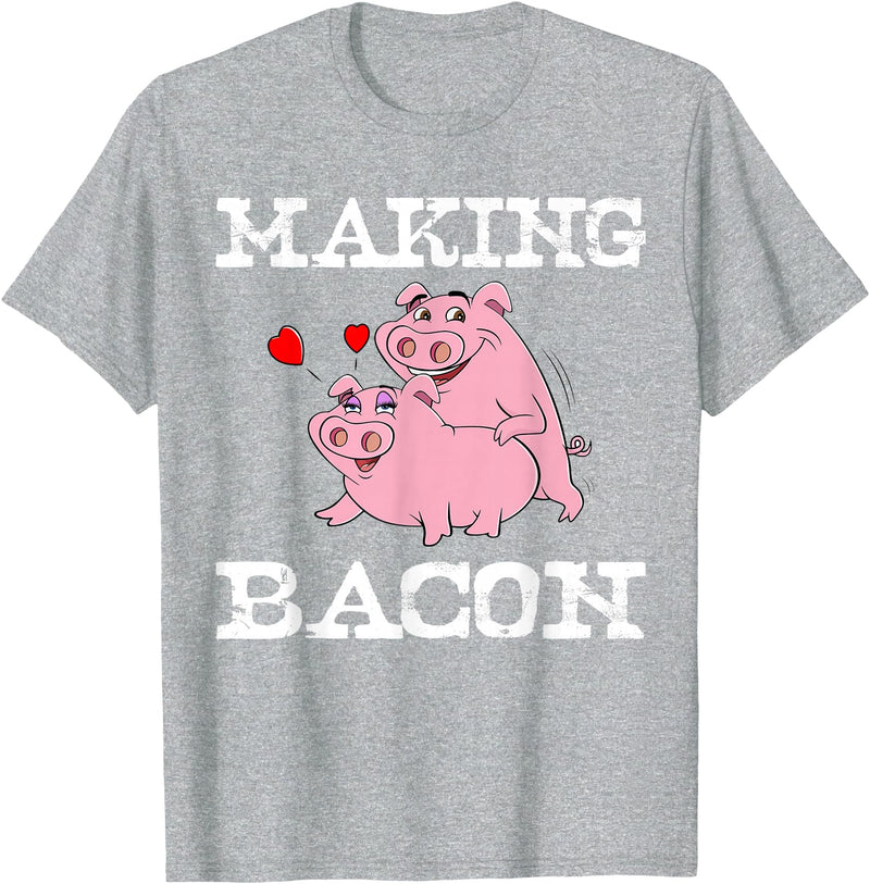 Funny Bacon Tee Gifts for Men Women Funny Pigs Making Bacon Tee Cute Pork Breakfast Tee Women T-Shirt - Heather Grey