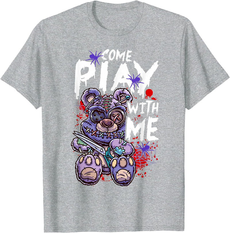 Halloween Gifts & Halloween Shirts by NLTS Scary Killer Teddy Bear Pastel Goth Style Creepy Kawaii T-Shirt - Heather Grey