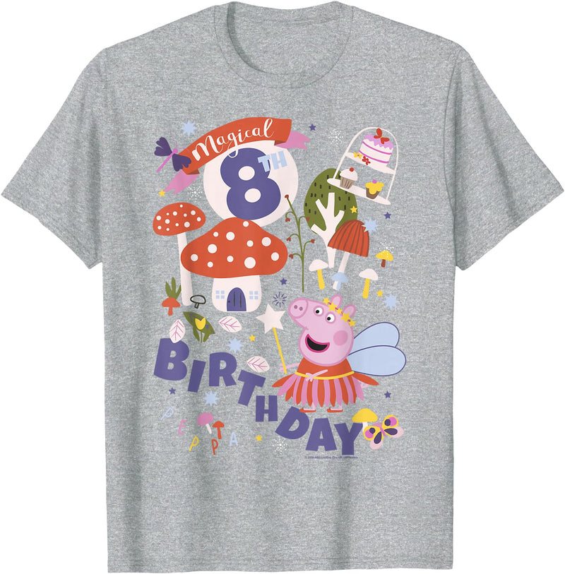 Peppa Pig Magical 8th Birthday T-Shirt - Heather Grey