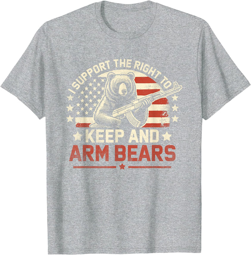 Right to Arm Bears Meme Funny Design Tees I Support the Right to Keep and Arm Bears Funny Meme Design T-Shirt - Heather Grey