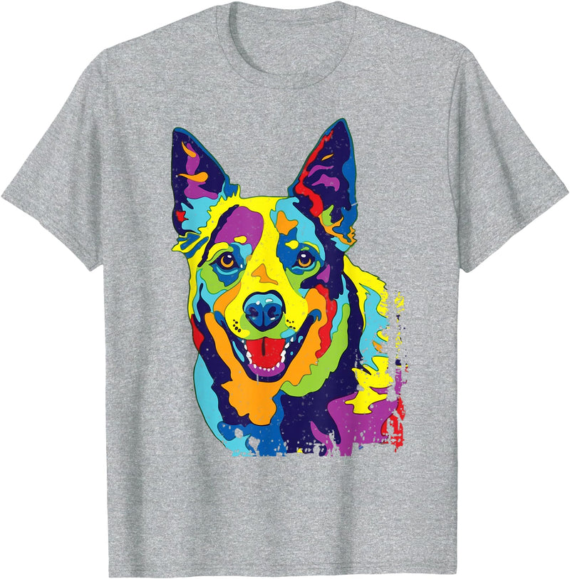 Funny Dog Lover Shirts Cattle Dog Shirt Funny Australian Cattle Dog Pop-Art Shirt T-Shirt - Heather Grey