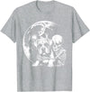 Cute Skeleton Boxer Dog Halloween Women Men Skeleton Hugging Dog Halloween Boxer Lover Mom Dad T-Shirt - Heather Grey
