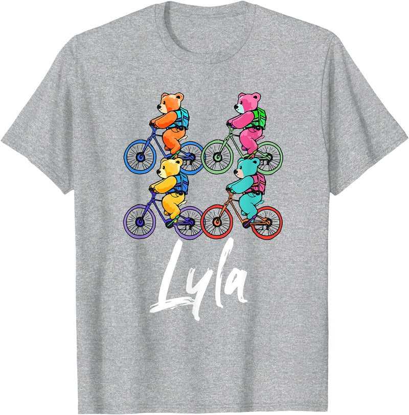 Teddy Bears Cuteness Gear Lyla Cute Teddy Bears And Bikes Bicycle Design T-Shirt - Heather Grey