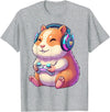 Funny Cute Hamster Gamer Adorable Video Game Animal Design T-Shirt - Heather Grey