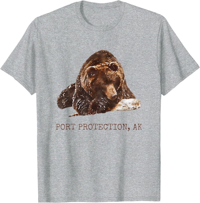 Port Protection Alaska Wild Grizzly Bear Nature Port Protection Brown Grizzly Bear In Snow Alaska Pacific NW T-Shirt - Heather Grey