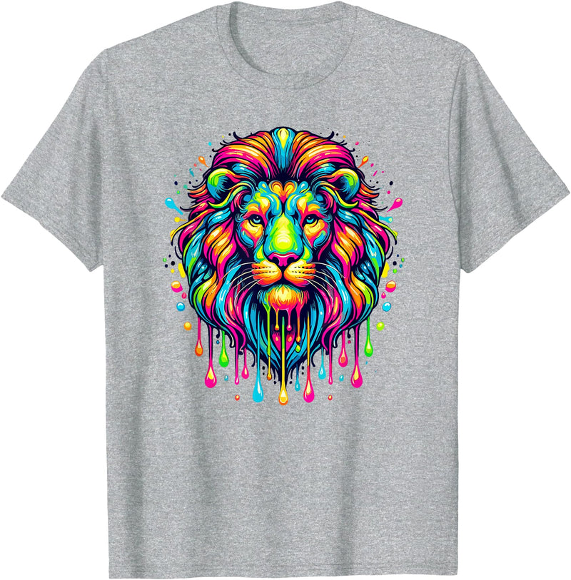 Lions Lion Lover Gifts Colorful Pop Art Lion Lions T-Shirt - Heather Grey