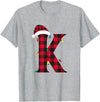 Awesome Letter K Initial Name Buffalo Plaid Christmas Pajama T-Shirt - Heather Grey