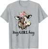 Funny Cow Design Cow Hay Girl Hay T-Shirt Funny Cow Lovers Heifer Gifts Tee T-Shirt - Heather Grey