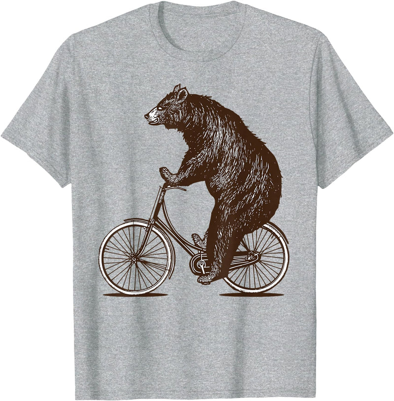 thechicgeek Bear on Bike Cute Grizzly Bicycling T-Shirt - Heather Grey