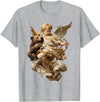 Vintage Angel Aesthetic Classical Art Cute Cherub Angel with Bear Baroque Renaissance Aesthetic T-Shirt - Heather Grey