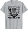 P22 Mountain Lion Tee Shirts for Nature Lovers P-22 Mountain Lion Legend LA California Art P22 Peace Love T-Shirt - Heather Grey