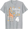 Giraffe Birthday Party by LazyPanda Giraffe 4th Birthday Girl 4 Years Old Giraffe Lover T-Shirt - Heather Grey