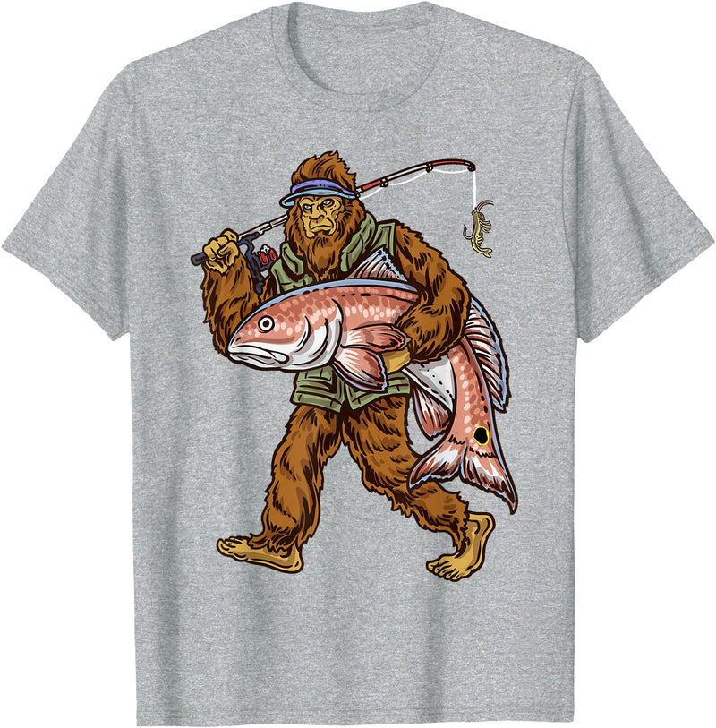 Northern Outdoors Redfish Collection Redfish Fishing Hunting Bigfoot Fishermen T-Shirt - Heather Grey