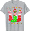 Christmas Pajama Top Matching Outfit Co Three Pig In Christmas Socks Matching Xmas Pajama T-Shirt - Heather Grey