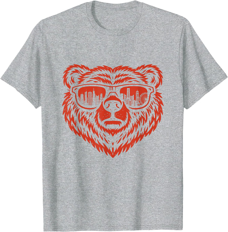 Bear Lover Merch Bear Sunglasses - Bear Lover T-Shirt - Heather Grey