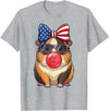 Cute Guinea Pig Bubble Gum Coquette Bow Girls Kids Patriotic Guinea Pig 4th of July Bow American Flag Girls T-Shirt - Heather Grey