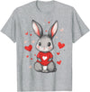 Rabbit Lover Heart Girls Valentine’s Day Women Bunny T-Shirt in Heather Grey