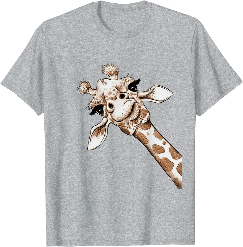 Funny giraffe t-shirt animal love zoo and safari Love Giraffe Women's Wildlife Giraffe Lovers Tee for Children Girls T-Shirt - Heather Grey