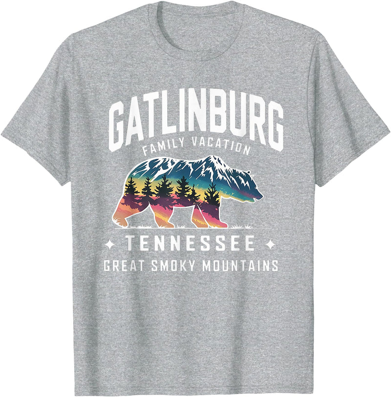 Gatlinburg Family Vacation Tees Family Vacation Mountains Gatlinburg Tennessee Bear Souvenir T-Shirt - Heather Grey