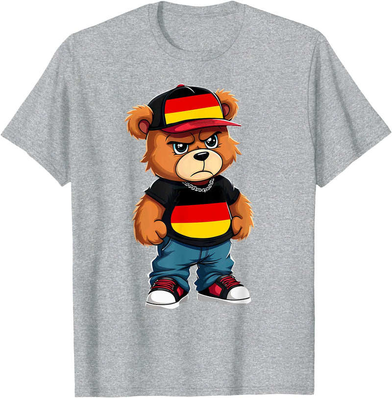 German Teddy Bear Breakdance Rapper German Flag Teddy Bear Germany Hip Hop T-Shirt - Heather Grey