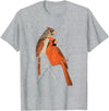 Red Cardinal Bird Male Female Vintage Red Cardinal Bird T-Shirt - Heather Grey