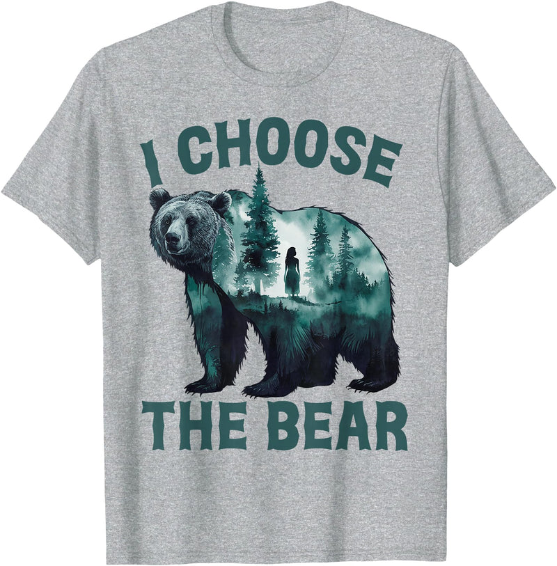 I choose the bear Apparel I choose the bear Shirt 2024 Bear In The Camp Trending T-Shirt - Heather Grey