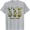 Happy Easter Camo Bunny Rabbit Coquette Bow Hunting Lover T-Shirt in Heather Grey