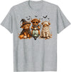 Fluffy Bovine Designs Cute Highland Cow Halloween Trio Spooky Fun T-Shirt - Heather Grey