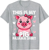 Pig Lover Gift Co. My Pig Pajama Women Pig Pjs Cute Pig Stuff Farmer Girl T-Shirt - Heather Grey
